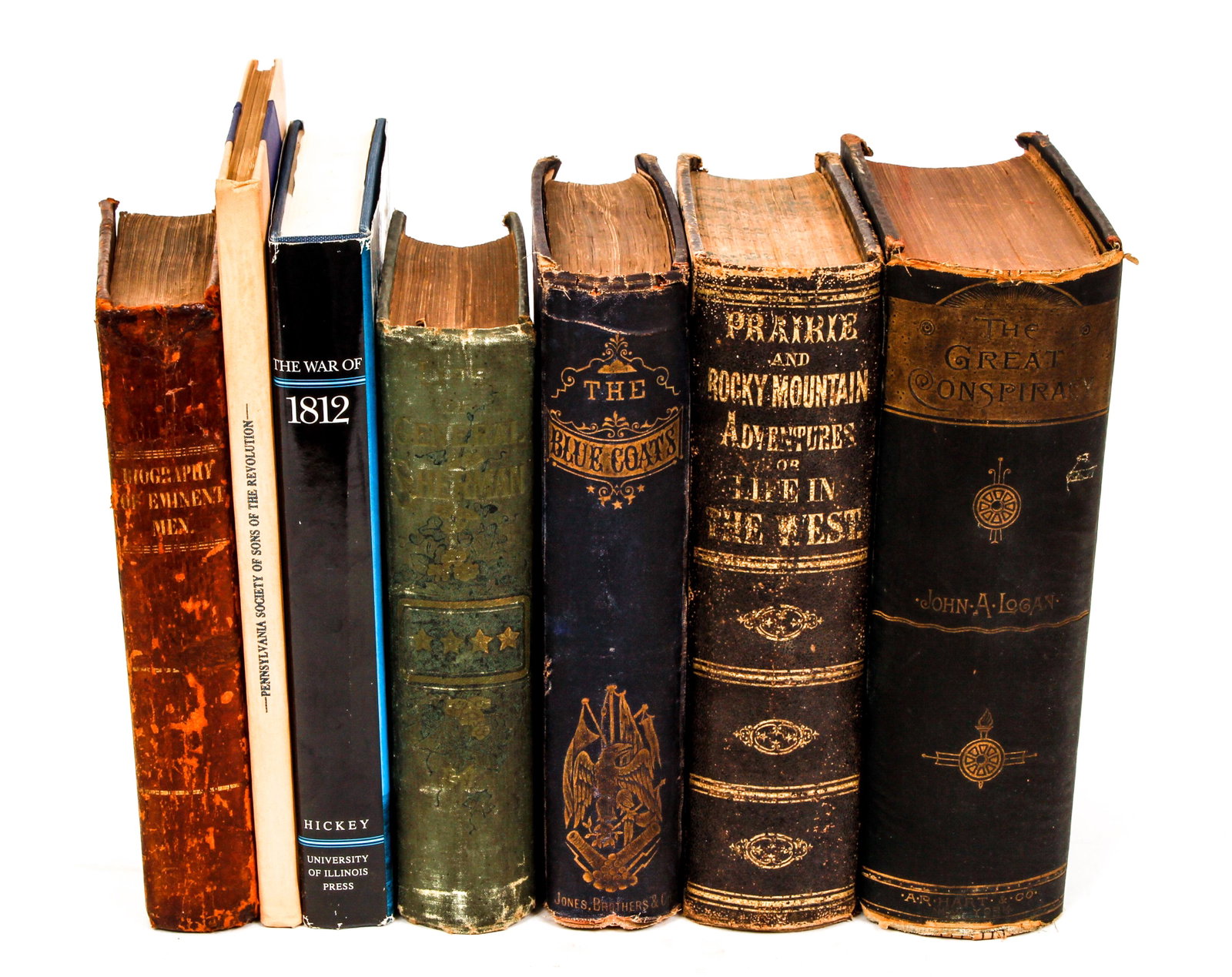 7 book Lot Civil War Americana Military History: Lot of 7 books Civil War, American Military History, Americana: Logan, The Great Conspiracy, 1886 / Johnson, Life of Wm. Tecumseh Sherman, 1891 / Truesdale, The Blue Coats, c.1867 / van Tramp, Prairie