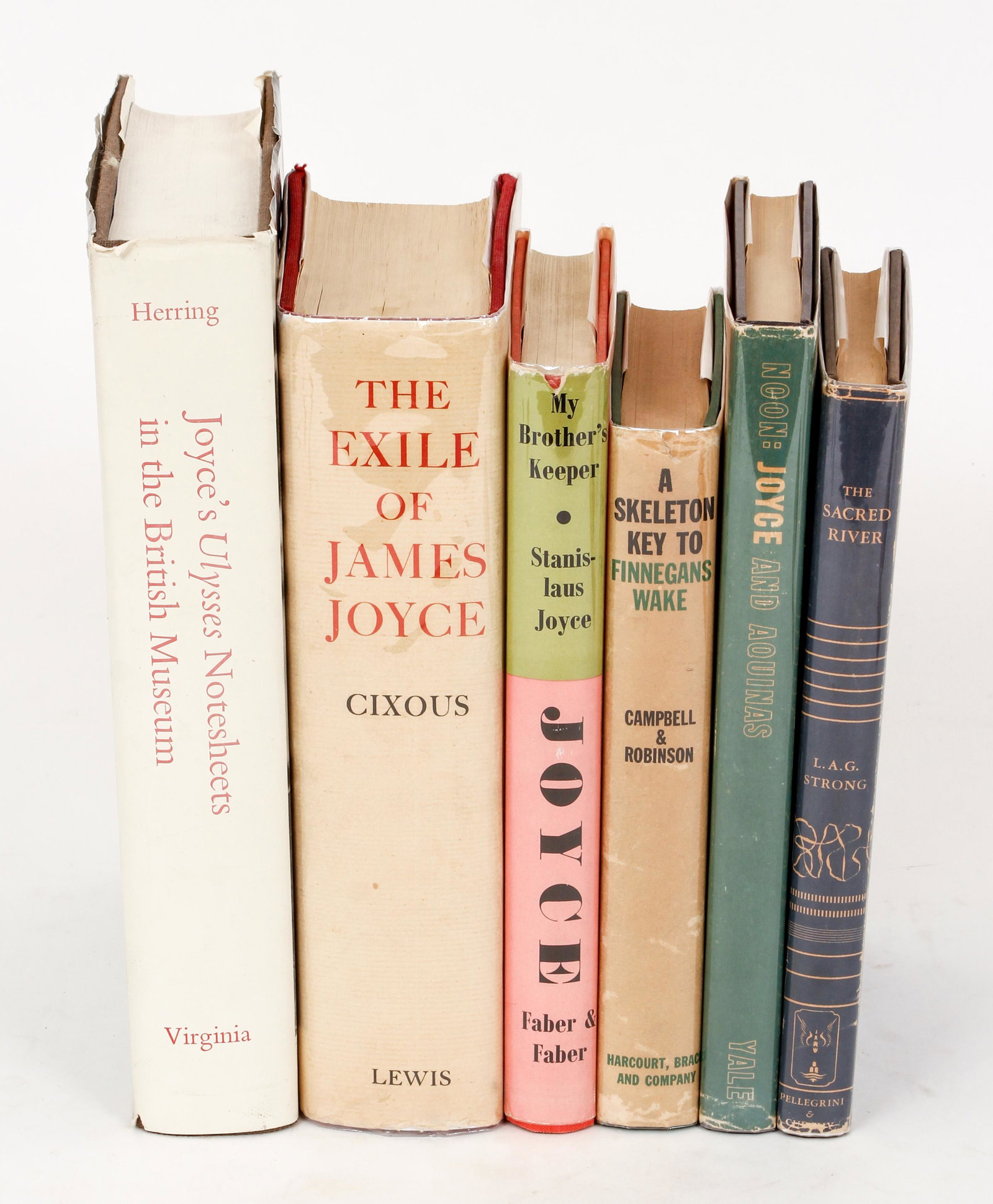 James Joyce Scholarly Lot 6 vols Brother's Keeper: (Joyce, James), Lot of 6 scholarly books on the life and work of James Joyce, all hardcovers in dust jackets: Stanislaus Joyce My Brother's Keeper (1958, 1st ed), Skeleton Key to Finnegans Wake (later