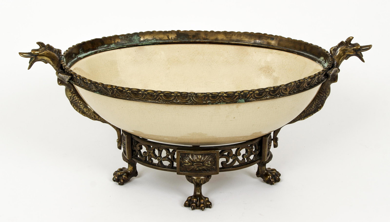 Gilt bronze porcelain centerpiece bowl (1 of 6)