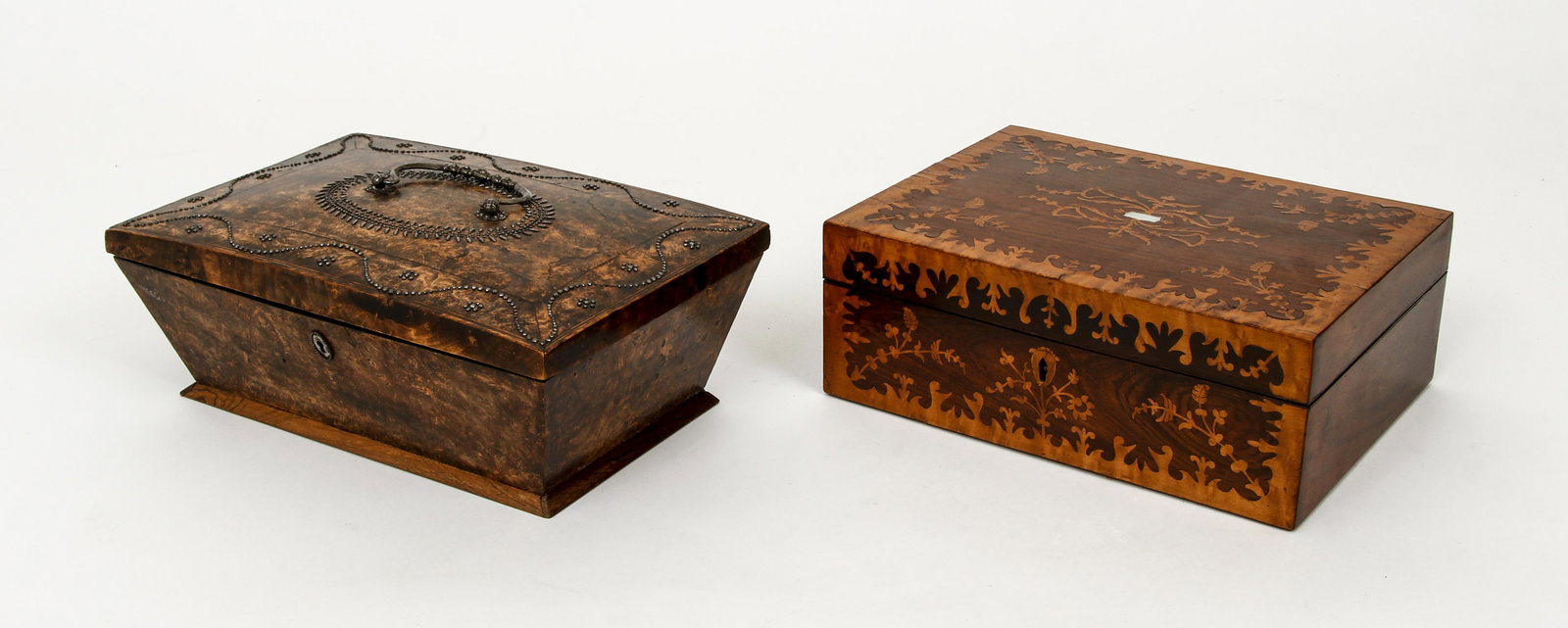 2 antique inlaid wood boxes (1 of 10)