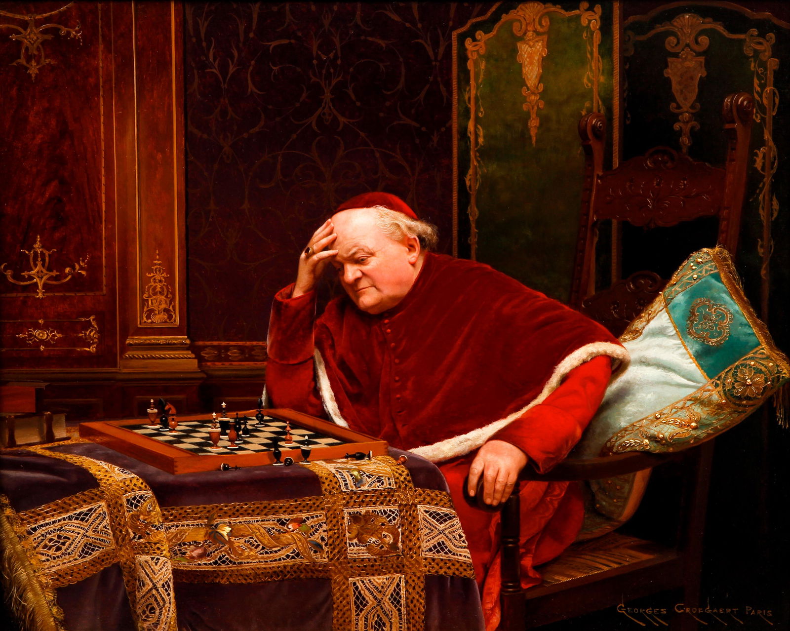 Georges Croegaert oil on board Le Probleme Difficile (1 of 6)