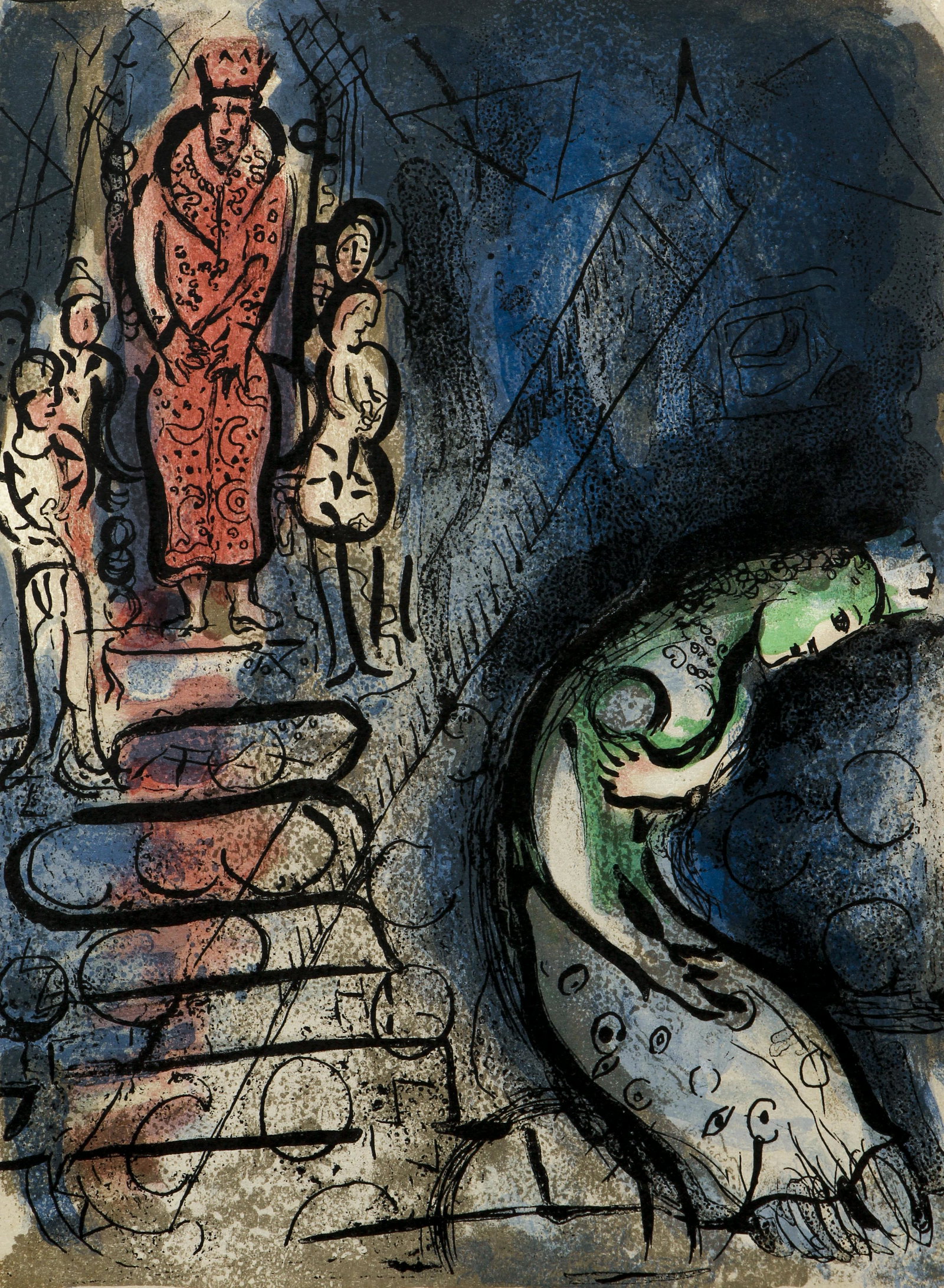 Marc Chagall Ahasuerus Banishes Vashti Litho Bible (1 of 3)