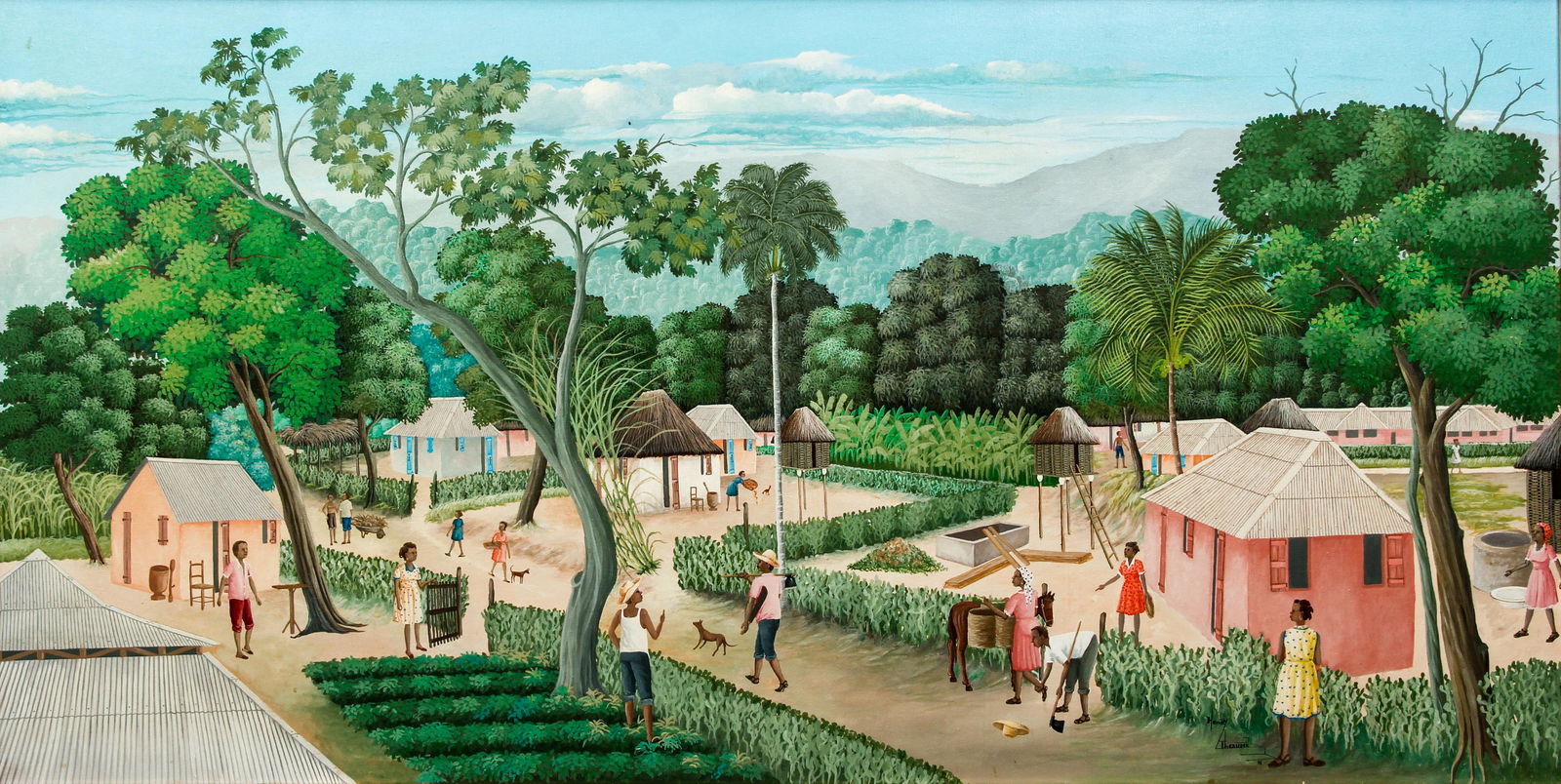 Henry Thezume 1991 painting Returning From the Fields (1 of 4)