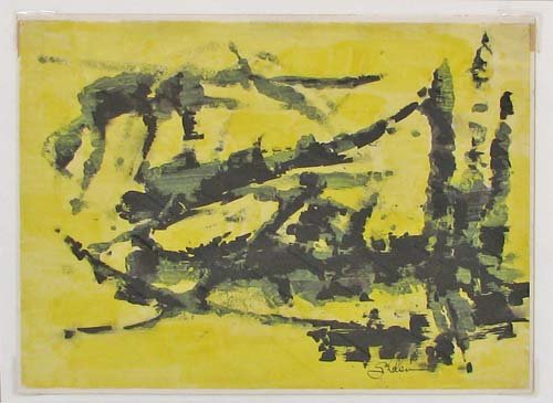 George Cohen Abstract Expressionist ptg. Naiads: Artist: Cohen, George Marshall (American, b. 1919 - d. 1980) Work Title: Naiads Date: circa 1955 Medium: watercolor and gouache Dimensions: 13