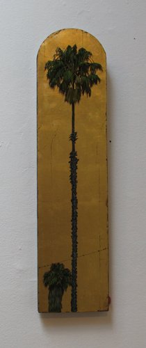 Robert Ginder secular icon Long Palm: Artist: Ginder, Robert (Contemporary Californian) Work Title: Long Palm Date: 2001 Medium: oil and gold leaf on wood on icon shaped panel Dimension