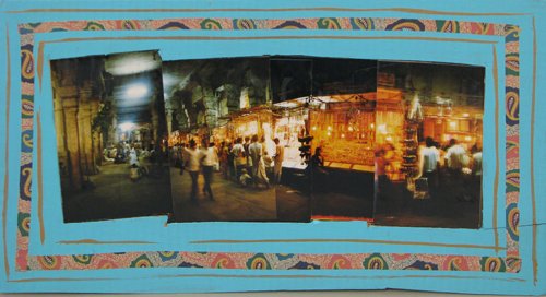2 Kim MacConnel painted collage of India: Artist: MacConnel, Kim Robert (American, California, born 1946) Work Title: Tourists Hampl and Sri Ranganathanswamy Temple, Trichi Date: 1992 Medium: com