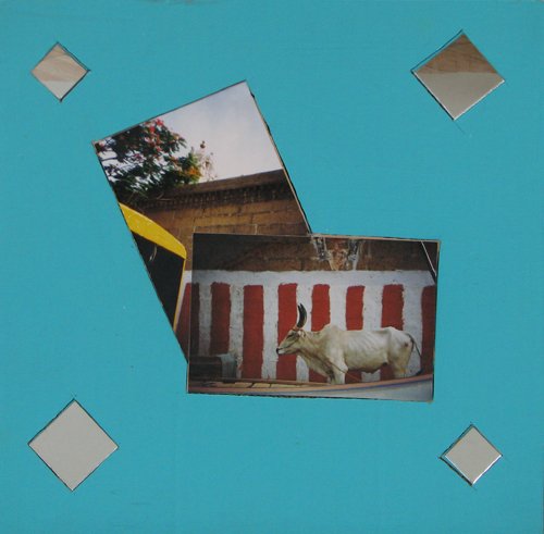 2 Kim MacConnel painted collages of India : Artist: MacConnel, Kim Robert (American, California, born 1946) Work Title: Shravan Belagoia Temple and Chindambaram Temple Date: 1992 Medium: commercial
