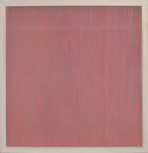 Linn Meyers mixed media Untitled Red: Artist: Meyers, Linn (American, born 1968) Work Title: Untitled Red Composition Date: 2000 Medium: mixed media, painted wood and transparent scrim