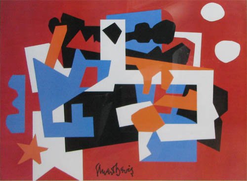 2 handsome posters Stuart Davis & David Hockney: Artist: Stuart Davis and David Hockney Work Title: American Painter, Prints 1954-77 Date: 1991, 1979 Medium: high quality poster printing Dimensio