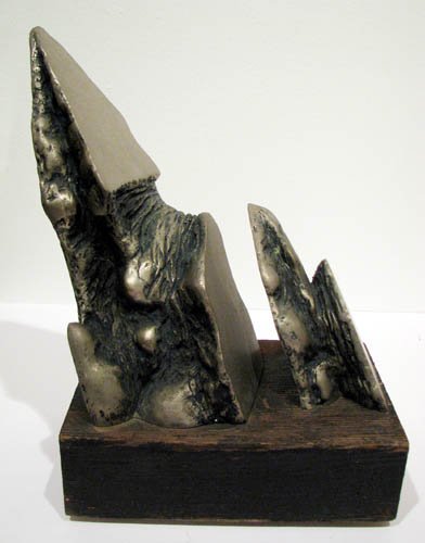 Raul Valdivieso Crag bronze: Artist: Valdivieso, Raul (Chilean, born 1931) Work Title: Semilla Abierta No. II Date: 1967 Medium: cast bronze with chrome finish Dimensions: