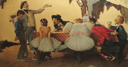 After Norman Rockwell Willie Takes a Step print: Artist: Rockwell, After Norman (American, 1894-1978) Title: Willie Takes a Step Medium: color lithograph Dimensions: 21 x 36 inches Edition Number