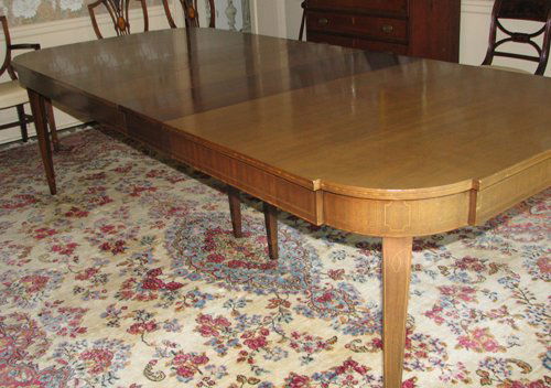 Sheraton Style Dining Room Table: Title: Sheraton Style Dining Room Table with 3 leaves (and pads) Medium: mahogany Dimensions: 29 x 104.5 x 44 inches (fully extended w/3 leaves)