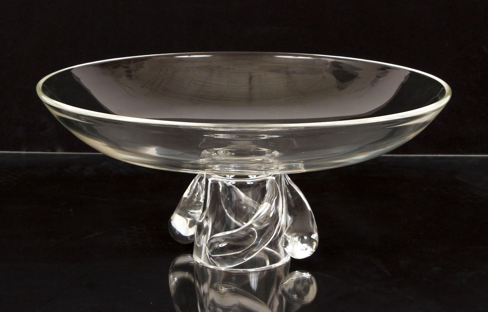 Large Steuben Glass Shallow Bowl: Stuben Glass Shallow Bowl, diameter 13 inches, height 5.75 inches, Steuben etched on base.
