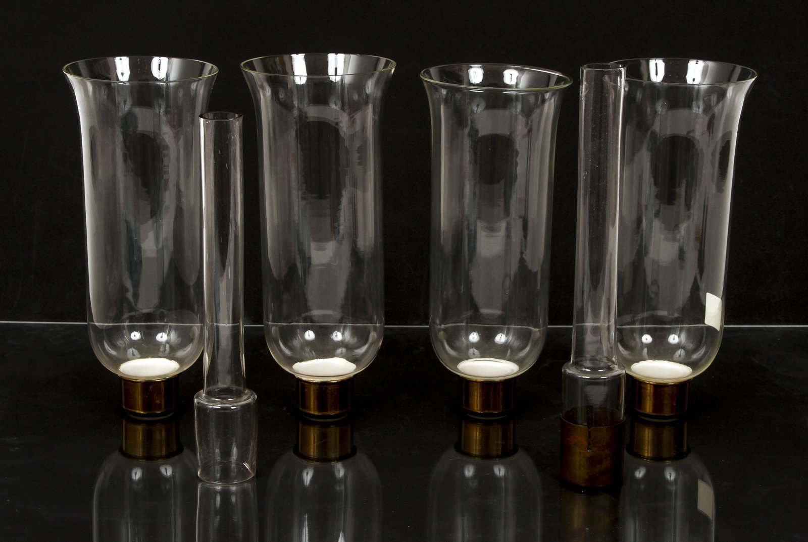 6 Hurricane shades for candlesticks: 4 Hurricane Style (10.75 inches long) and 2 Chimney Style (11.25 inches long)