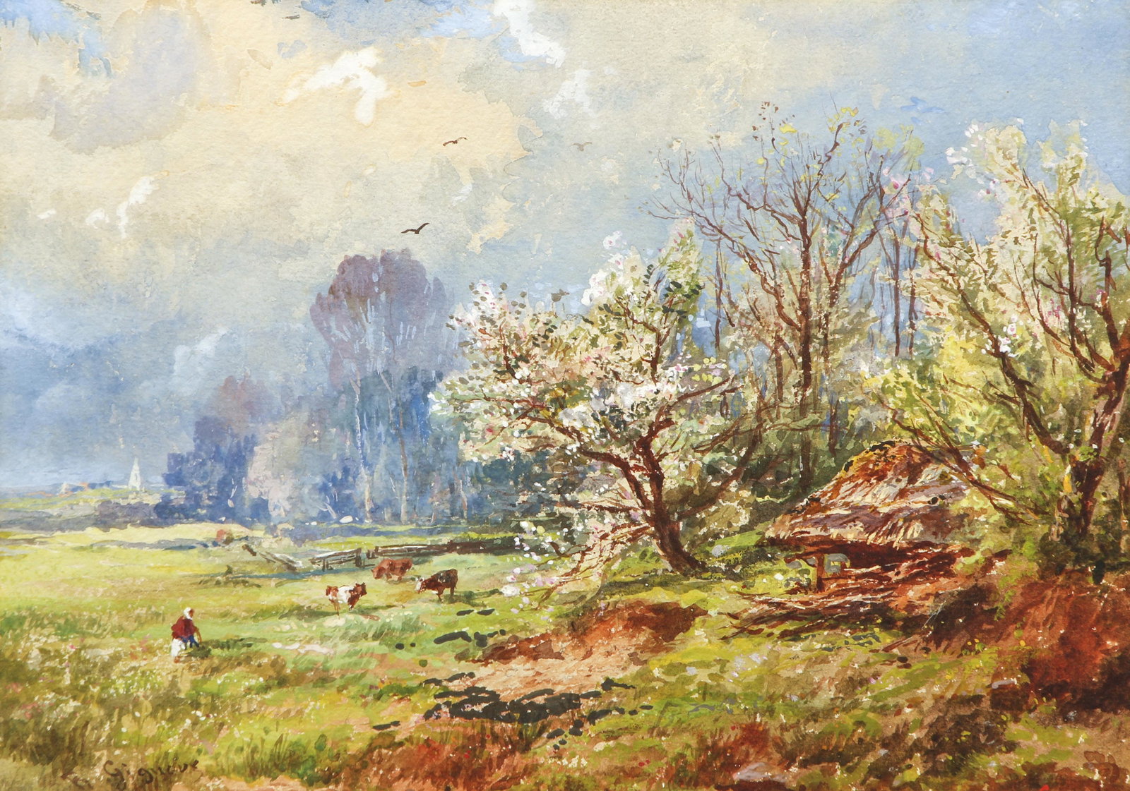 Regis Gignoux 3 Watercolor Paintings Europe: Gignoux, Regis (French/American, Hudson River School, 1816-1882), Lot of 3 framed paintings: 1. French Coast, likely Brittany or Normandy, c.1875, watercolor on paper, signed lower left, 10 x 14.5 inc