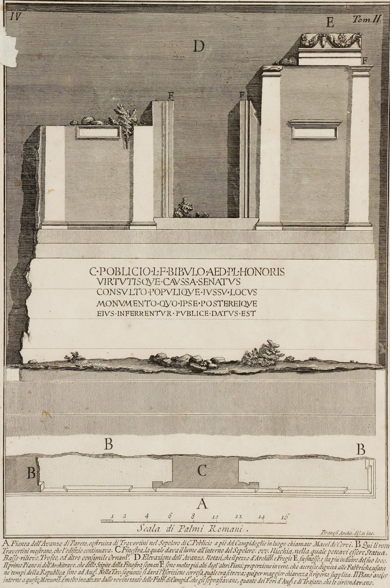 Lot of 4 Piranesi Period Architectural Engravings: Piranesi, Giovanni Battista (Giambattista) (Italian, 1720-1778), Group of 4 Architectural Engravings, undated, 18th century, 3 of the full sheets 22.5 x 16.5 inches, one a bit smaller.