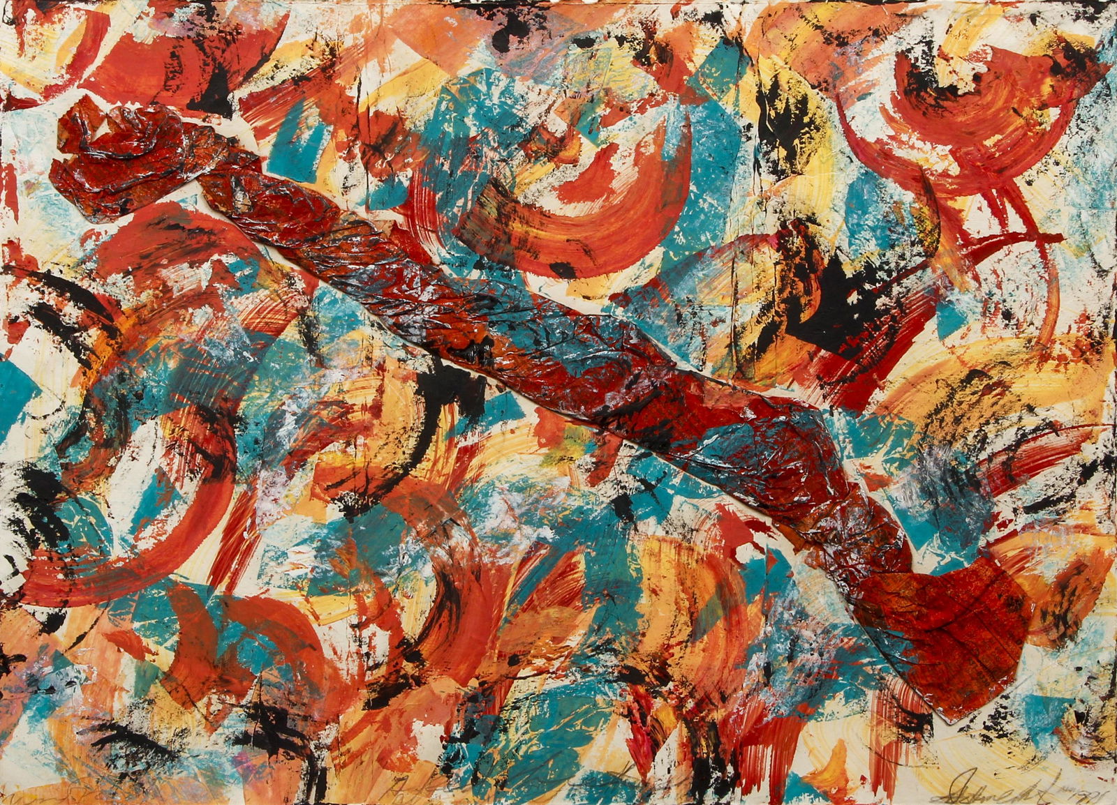 Joanne Bates The Redhead monotype: Bates, Joanne (Contemporary African American/Western PA), The Redhead, 1991, monotype print with collage, 18.5 x 25.5 inches, pencil signed, dated and titled lower edge, framed in a black metal frame,