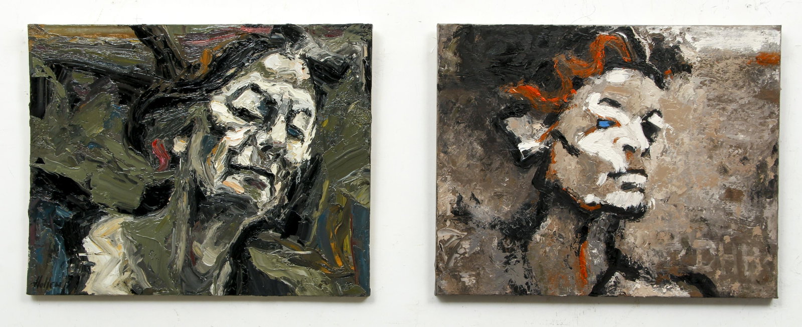 Pair Donna Hollen Bolmgren Oil Paintings: Bolmgren, Donna Hollen (American/Pittsburgh, 1935-2013), A Pair of Portraits: The Gray Areas of Life AND Self Portrait 1-06, oil on canvas, 2009 and 2006, both signed, titled and dated on reverse, Sel