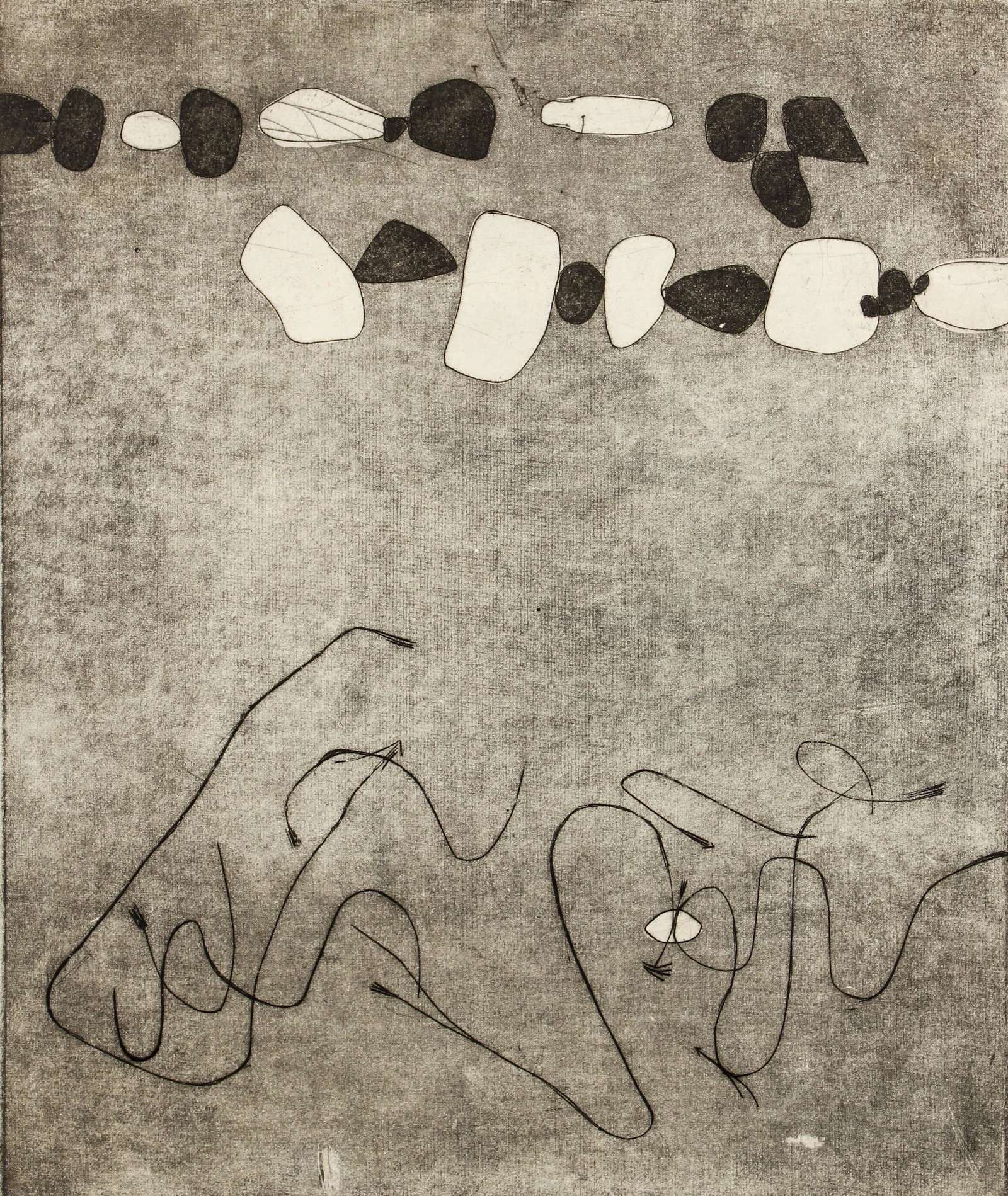 Abraham Hankins Mid Century Woodcut: Hankins, Abraham (Russian/American, 1900-1963), Untitled Abstract, woodcut on paper, undated (c.1940s or 1950s), signed in pencil lower left, impression 11.5 x 10 inches, full sheet 15.25 x 13 inches,