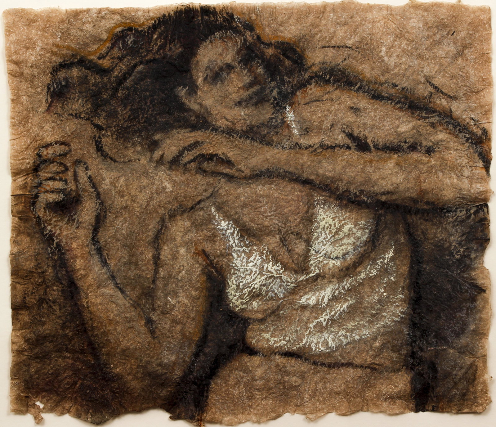 Donna Bohmgren hand made paper Woman Dancing: Hollen Bolmgren, Donna (1935-2013), Dancing Woman, hand made paper and pastel, 13 x 14.5 inches, framed in a black wood floating frame measuring 17 x 18.5 inches