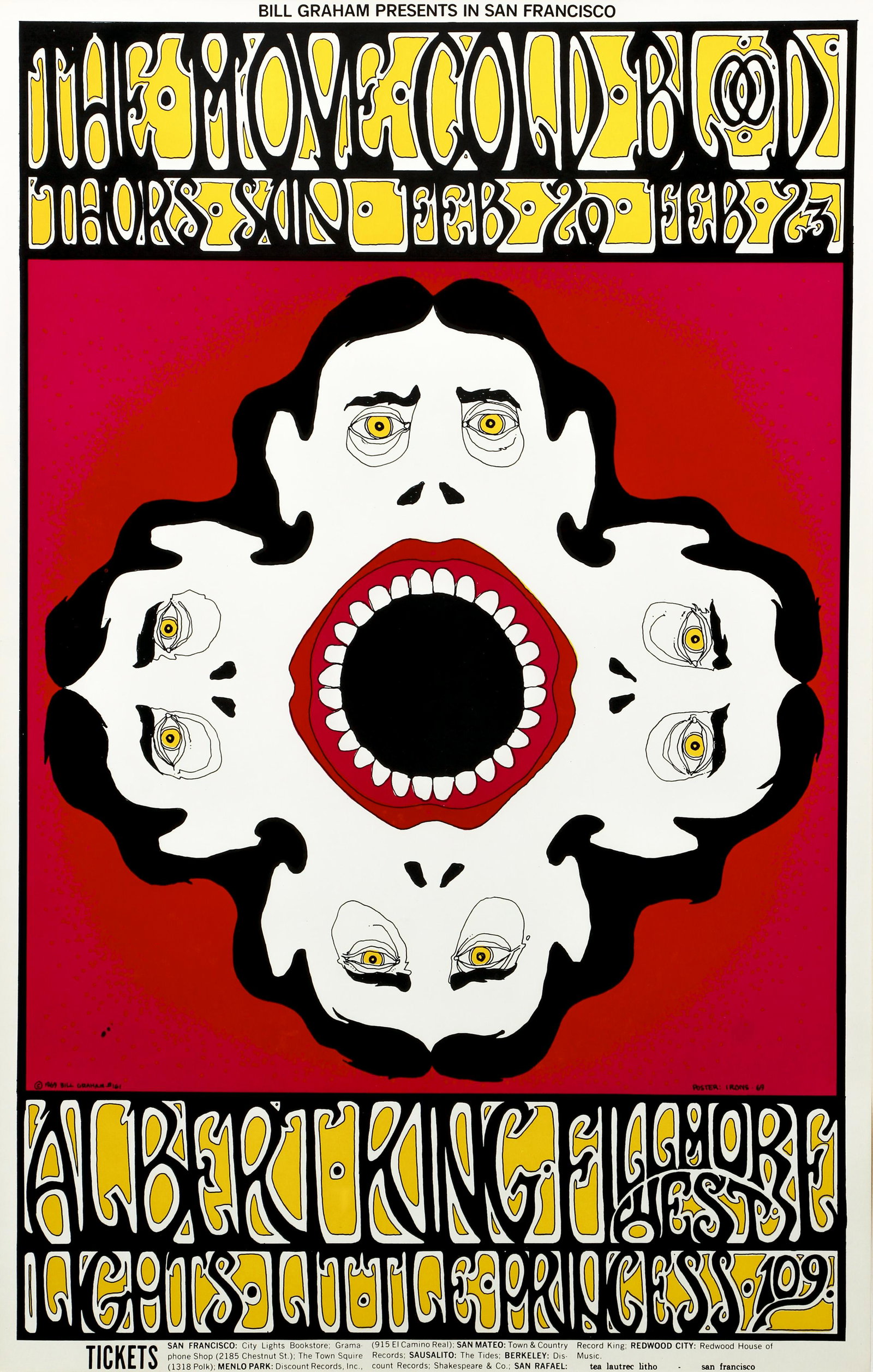 Greg Irons Rock Poster Move Cold Blood 1969: Irons, Greg (American, 1947-1984), Bill Graham Presents in San Francisco The Move, Cold Blood, Albert King…, poster BG-161, 1969, first edition, designed for Bill Graham's famous Fillmore West venue