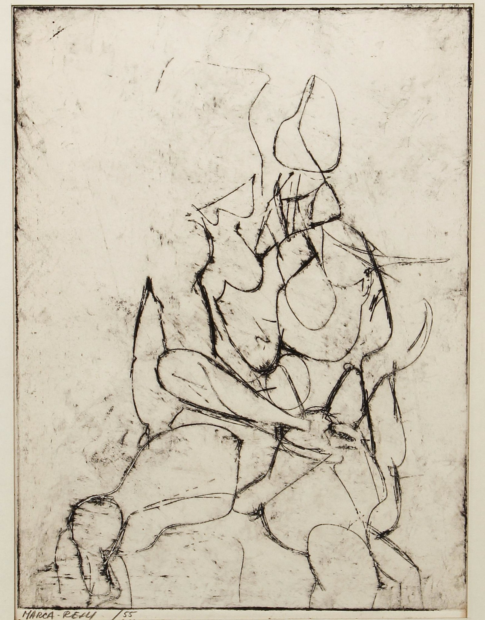 Conrad Marca-Relli Signed Etching Abstract Nudes: Marca-Relli, Conrad (American, 1913-2000), Abstract Nudes, undated, etching on paper, signed lower left, from an edition of 55 but this one unnumbered, impression 15.5 x 11.75 inches, full margins, ma