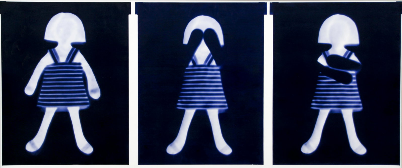 Martin Prekop Martha's Dolls photograph: Prekop, Martin (Contemporary American/Western PA), Martha's Dolls, photograph/photogram, 13.5 x 32.5 inches (all three), apparently unsigned (possibly signed on reverse), framed in a black wood frame 