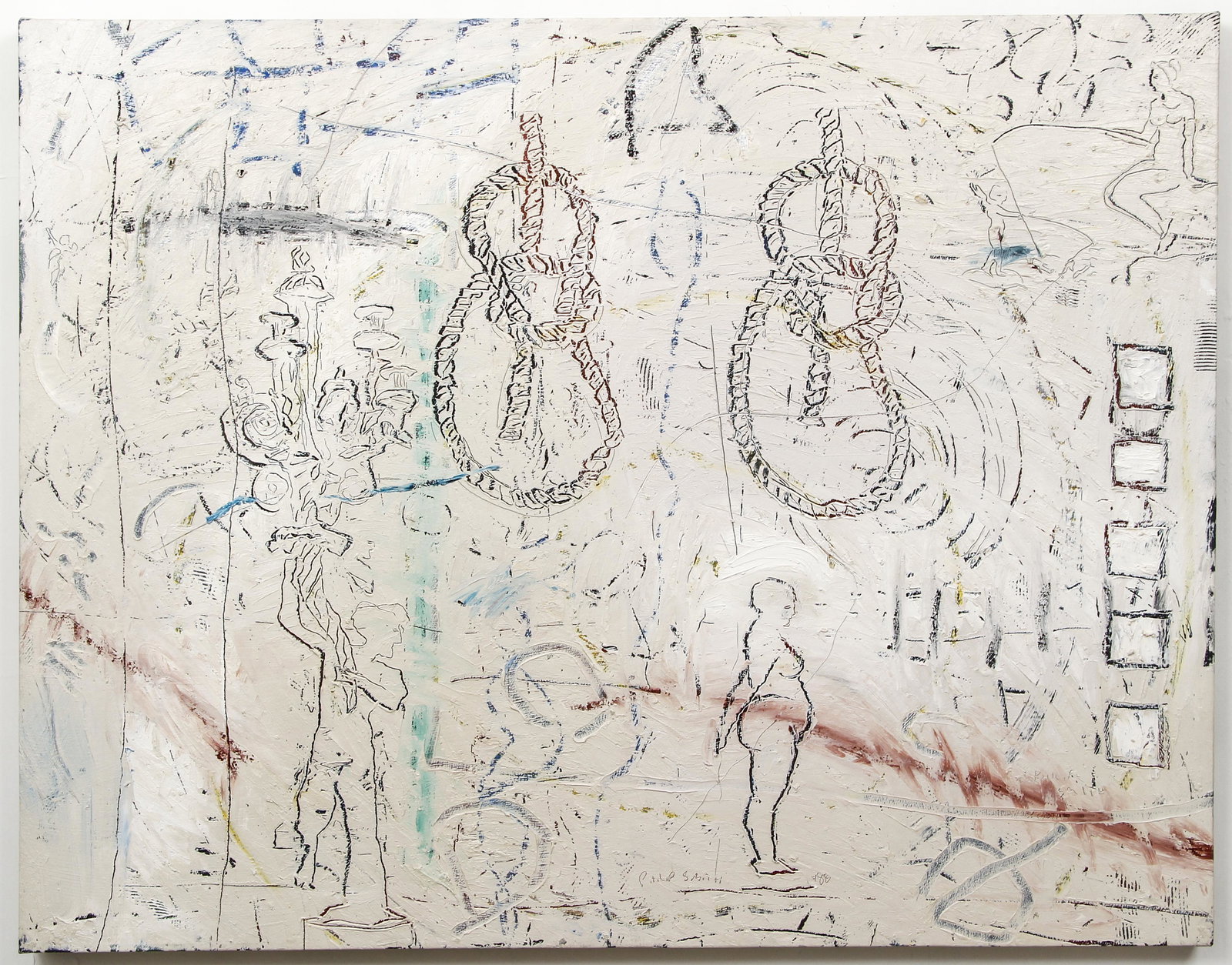 Philip Smith Two Ropes, 1988: Smith, Philip (American, b. 1952), Two Ropes, 1988, oil and wax on linen, 33.5 x 43 inches, incised lower center and lower right Philip Smith and titled on stretcher bar reverse, Provenance: Jason McC