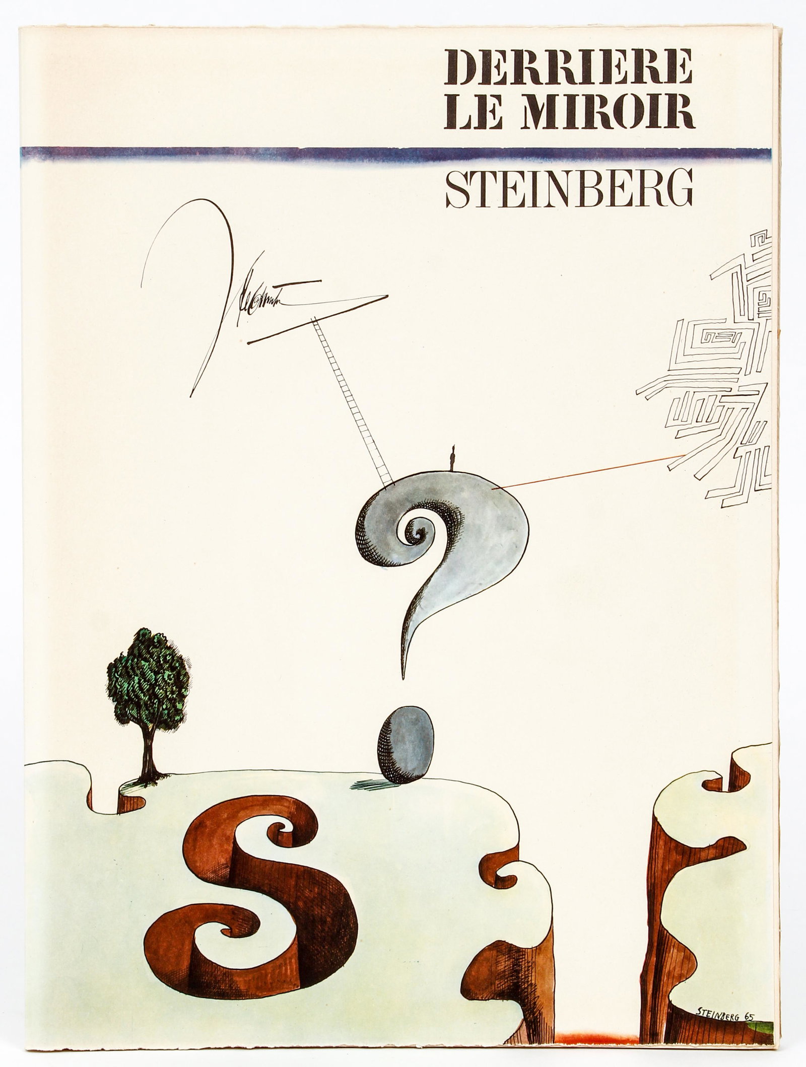 Saul Steinberg Derriere le Miroir 1/150 Signed 1966: Steinberg, Saul, Derriere Le Miroir 157, number 99 of 150 copies signed by Steinberg on the colophon, 1966, Maeght, softcover, folio (15 x 11.5 inches), complete with original lithos, chemise and slip