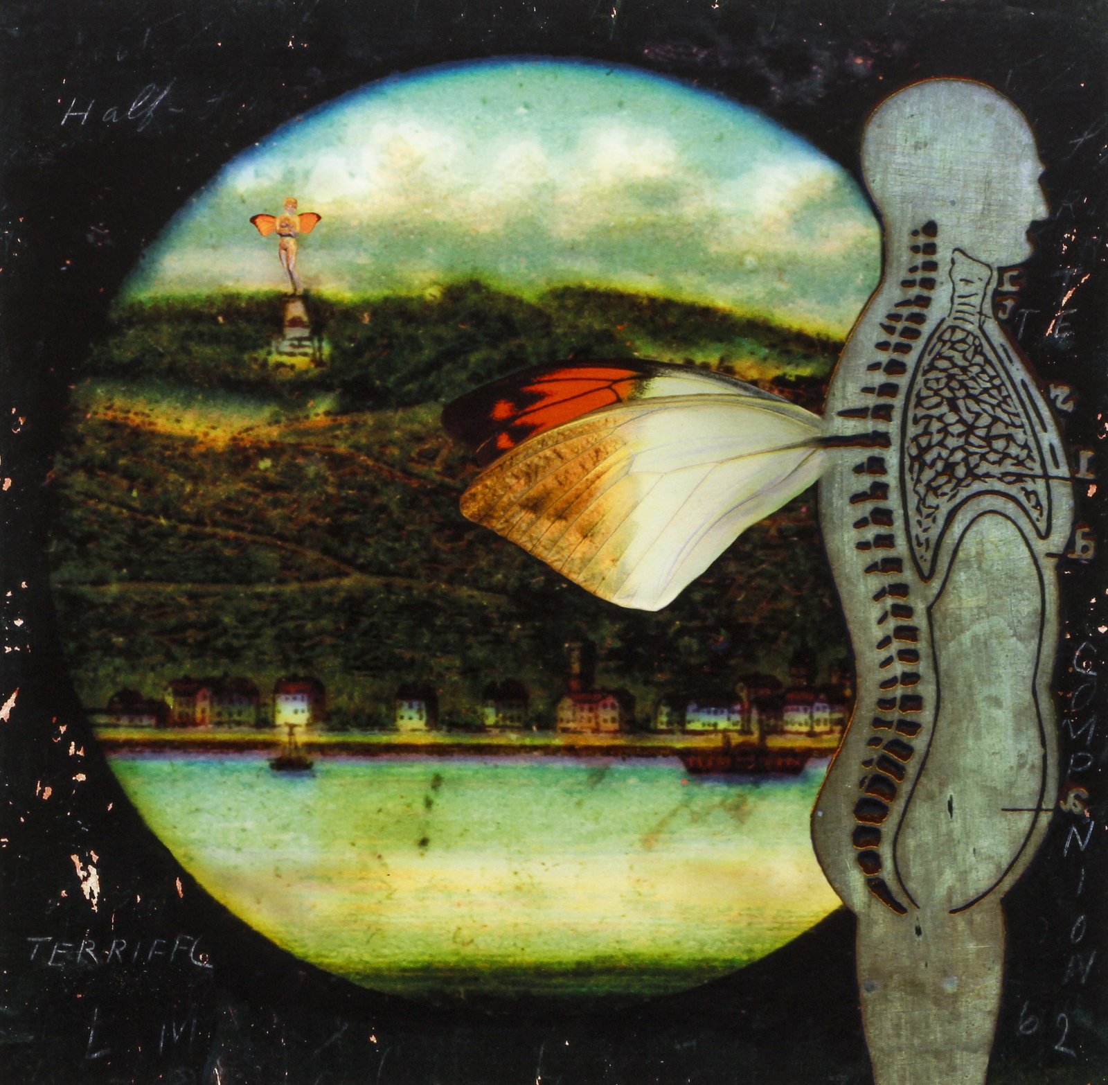 Maggie Taylor Companion Signed Photo 1998: Taylor, Maggie (American, b.1961), Companion, 1998, color photo on paper, signed, titled, dated and numbered 22/40 in pencil at bottom, 14.75 inches square, matted and framed 24.5 x 24.75 inches. A cl