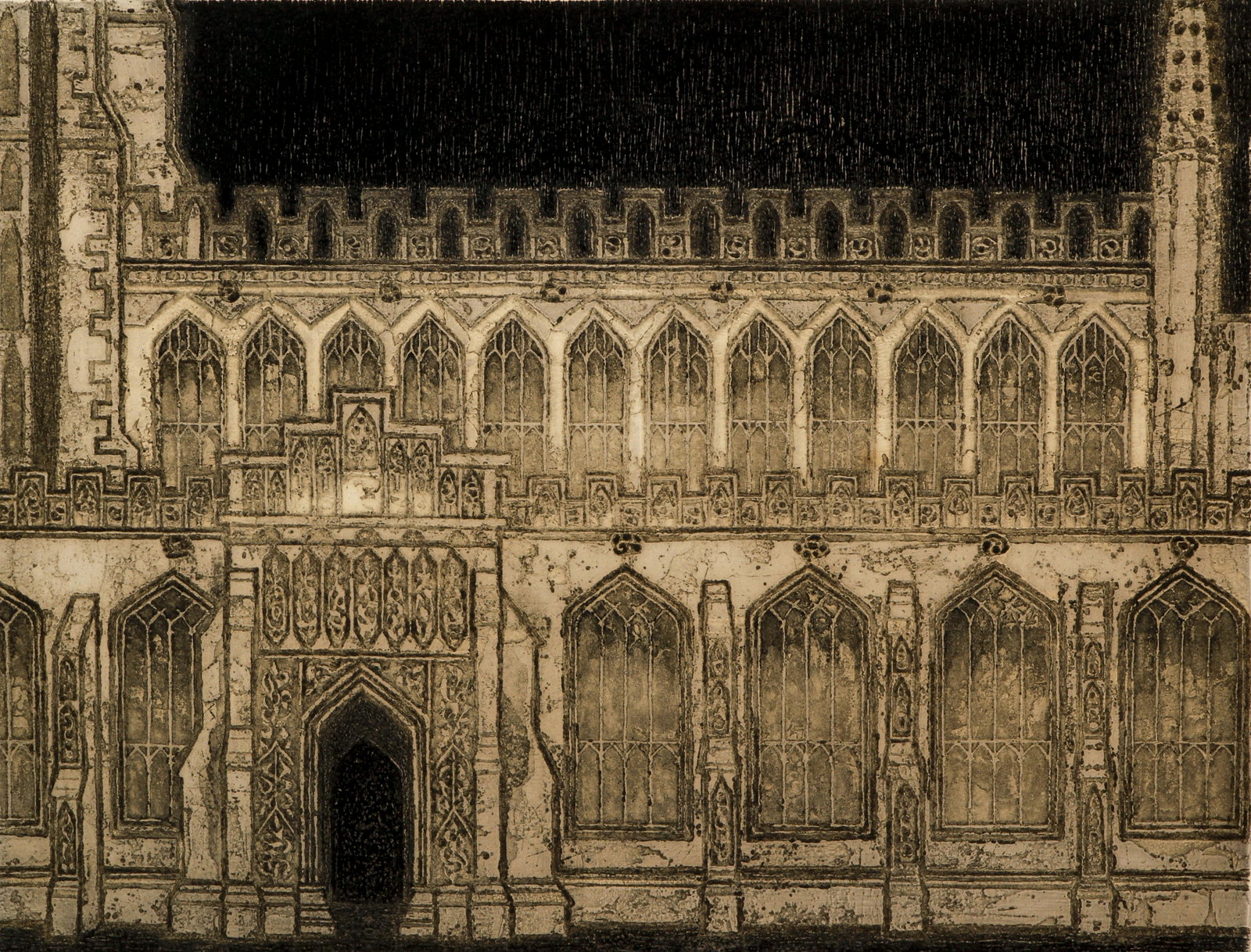 Valerie Thornton etching and aquatint Lavenham Church: Thornton, Valerie (British, 1931-1991), Lavenham Church, etching and aquatint, pencil signed and inscribed Hors Commerce 16 x 20.5 inches, published by London Arts