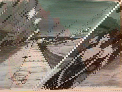 Charles Levier, Waterfront, gouache on paper: Waterfront Levier, Charles (French 1920-2003) gouache on paper 18.25 x 24.25 inches Signed lower right Levier In apparently good condition unexamined outside the frame. Dr. and Mrs. Harry J. Manning,