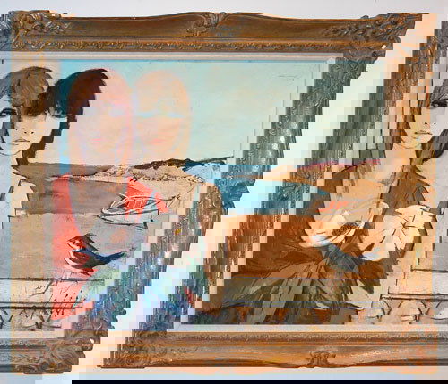 Charles Levier, The Sisters (Les Soeurs): The Sisters (Les soeurs) Levier, Charles (French 1920-2003) oil on canvas 24 x 30 inches Signed Levier lower right, signed and titled on canvas reverse In good condition apart from some scraping and s