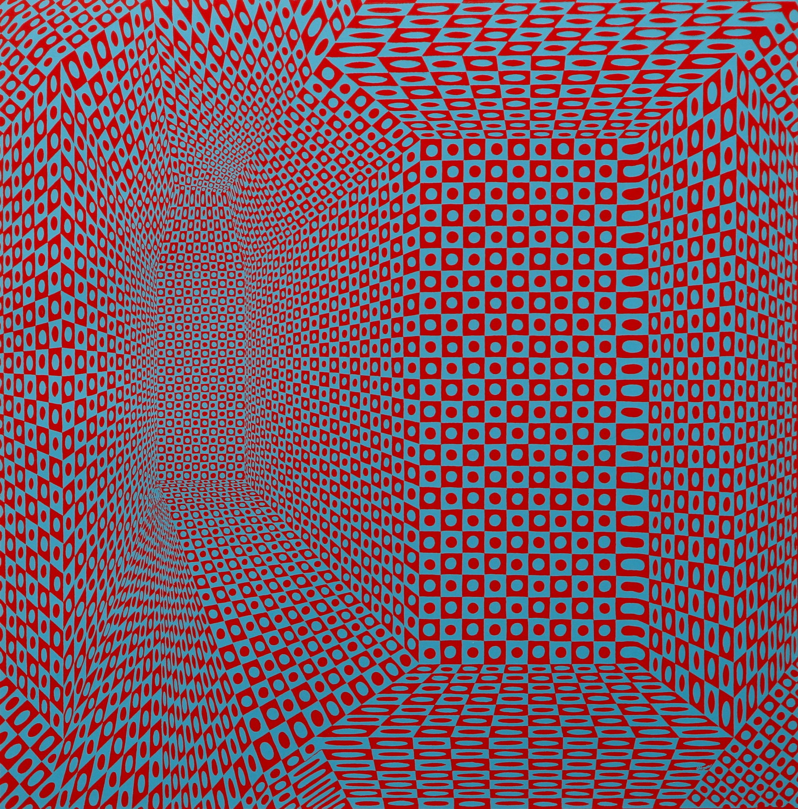Roy Ahlgren Op Art Serigraph Signed Spatial Concept: Ahlgren, Roy (American/Erie, PA, 1927-2011), Spatial Concept I, 1969, second edition, serigraph on paper, signed, titled and numbered 68/100 in pencil at bottom, image 17 x 16.75 inches, matted and fr