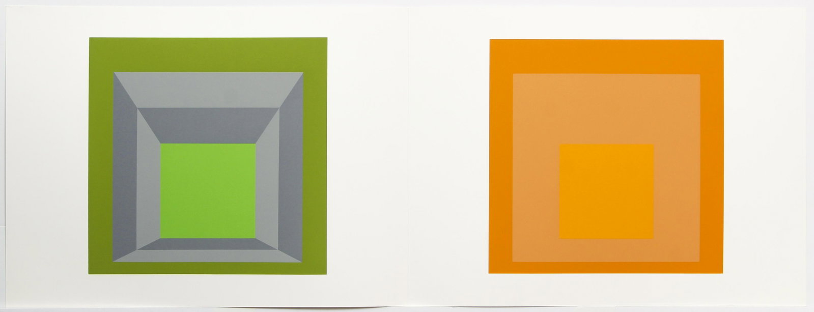 Josef Albers 2 Screenprints Formulation Articulation: Albers, Josef (German/American, 1888-1976), Portfolio II, Folder 17 from the Formulation Articulation Portfolio, two screenprints as originally issued, 1972, images 11.75 inches square, full sheet 15 