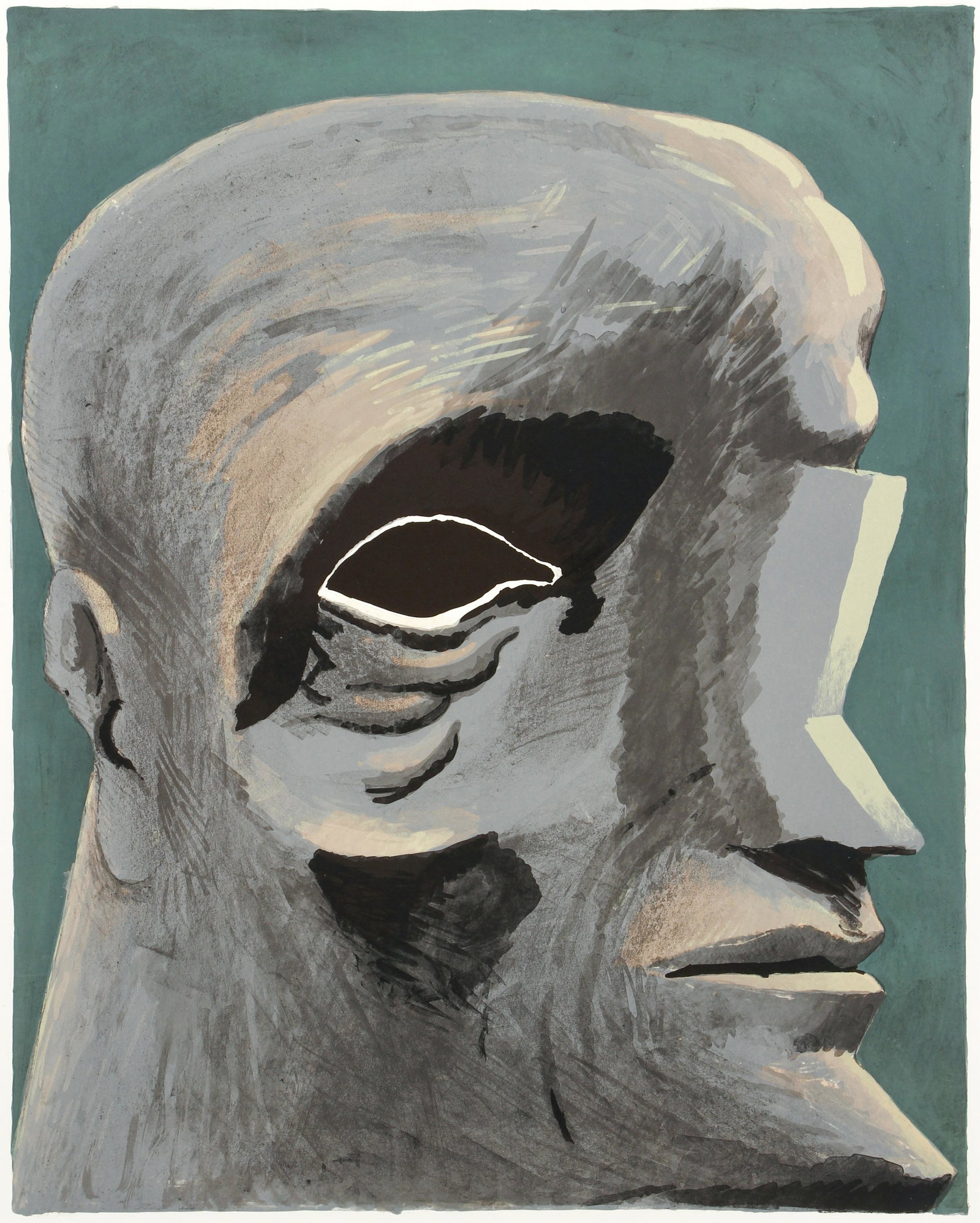 Horst Antes Homage to Michelangelo Signed Orig Litho: Antes, Horst (German, 1936), Omaggio a Michelangelo (Homage to Michelangelo), c.1975, 9 color lithograph on Rives paper, signed and numbered 136/200 in pencil at bottom, full sheet 31 x 23.5 inches, u