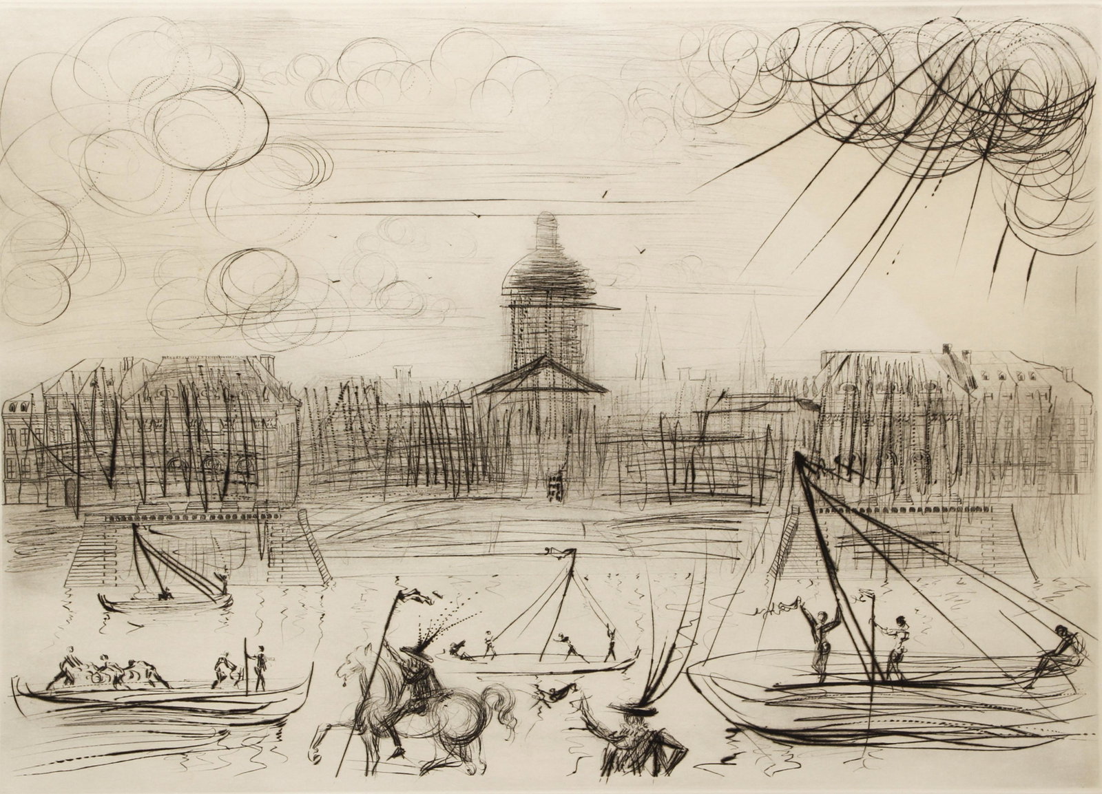 Salvador Dali Academie des Beaux Arts Etching: Dali, Salvador (Spanish, 1904-1989), Academie des Beaux Arts, undated (c.1970s), etching on paper, signed and numbered E179/350 in pencil at bottom, impression size 17 x 23 inches, matted and framed 2