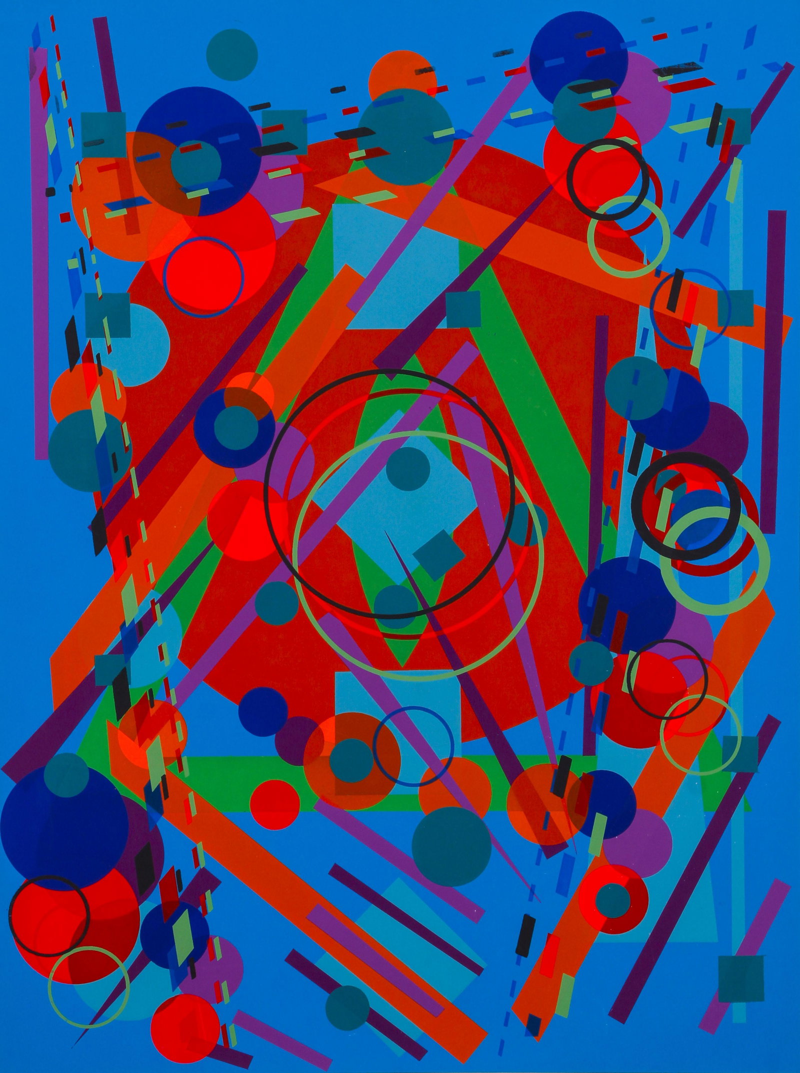 Joseph Grippi Colored Circles 1970s Silkscreen Signed: Grippi, Joseph (American 1924 - 2001), Colored Circles, circa 1970's, original color silkscreen print on paper, pencil signed and numbered 4/35 on bottom, image measures 24 x 18, full sheet measures 2