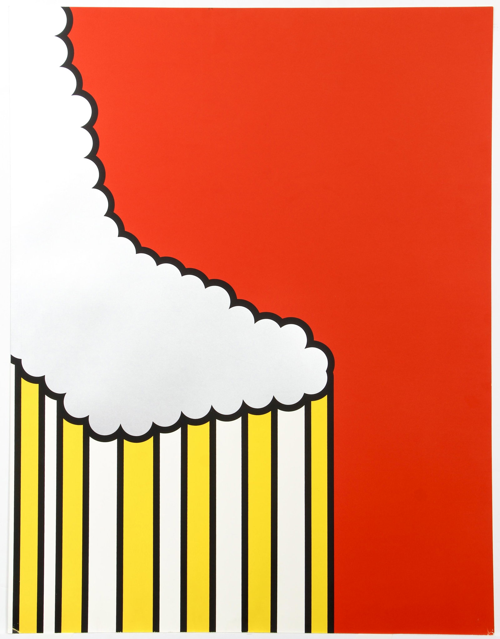 Nicholas Krushenick Screenprint Pop Art Signed 1968: Krushenick, Nicholas (American, 1929-1999), Pop Art Print in Red Silver and Yellow, 1968, screenprint on heavy paper, signed and dated on reverse, printed to edges, full sheet 35.5 x 27.5 inches, unfr