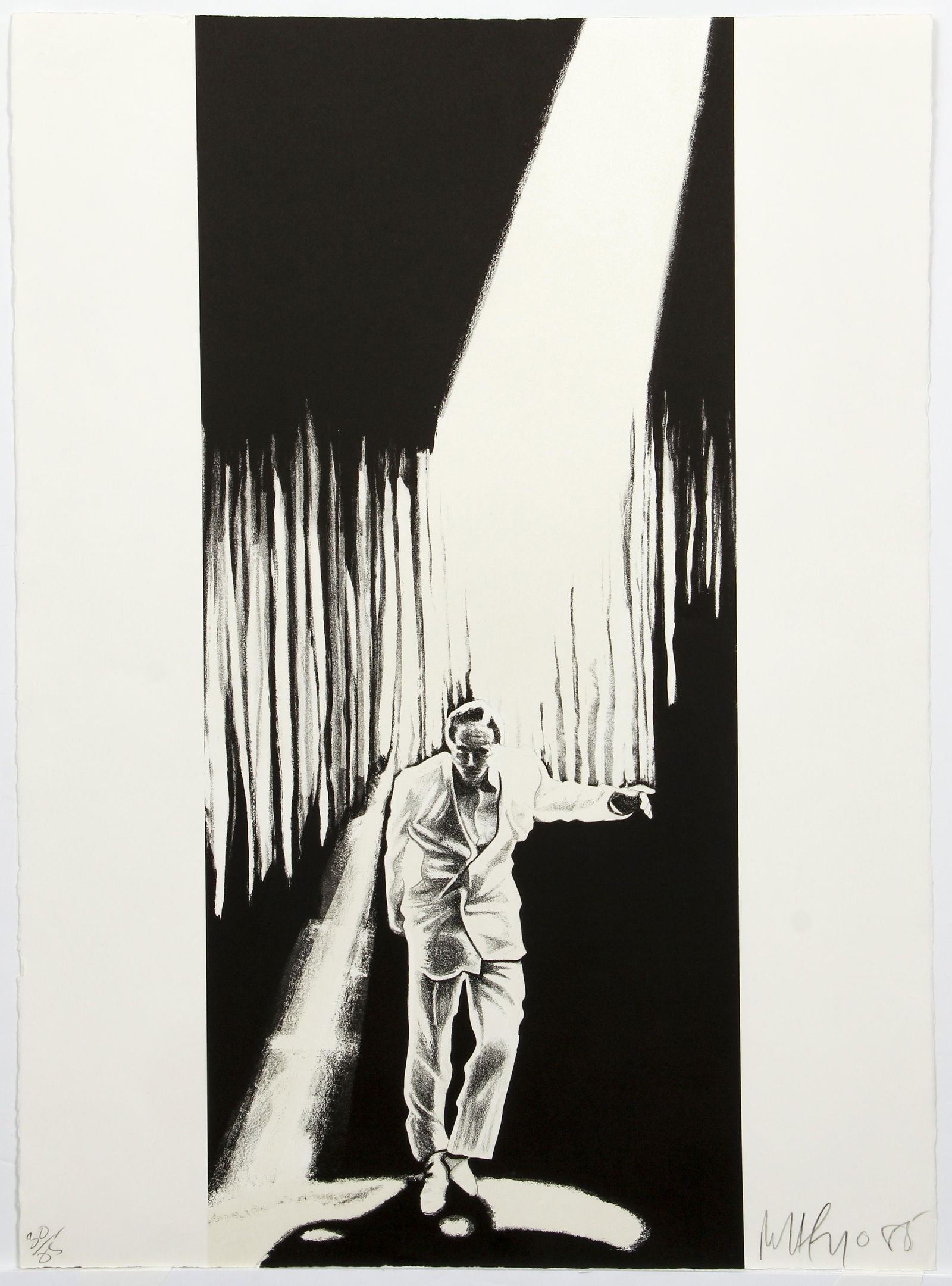Robert Longo The Entertainer Orig Litho Signed 1986: Longo, Robert (American, b.1953), The Entertainer, 1986, lithograph on paper, signed and numbered 30/85 in pencil, full sheet 30 x 22 inches, unframed, originally issued as part of The Artists Portfol