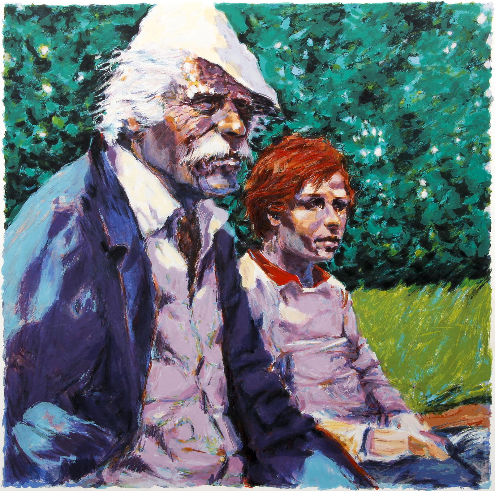 Aldo Luongo Destiny Signed Serigraph: Luongo, Aldo (American/Argentinian), Destiny, c.1985, color serigraph, signed and numbered 247/250 in pencil at bottom, image 26.55 inches square, matted and framed 39.5 x 41 inches.