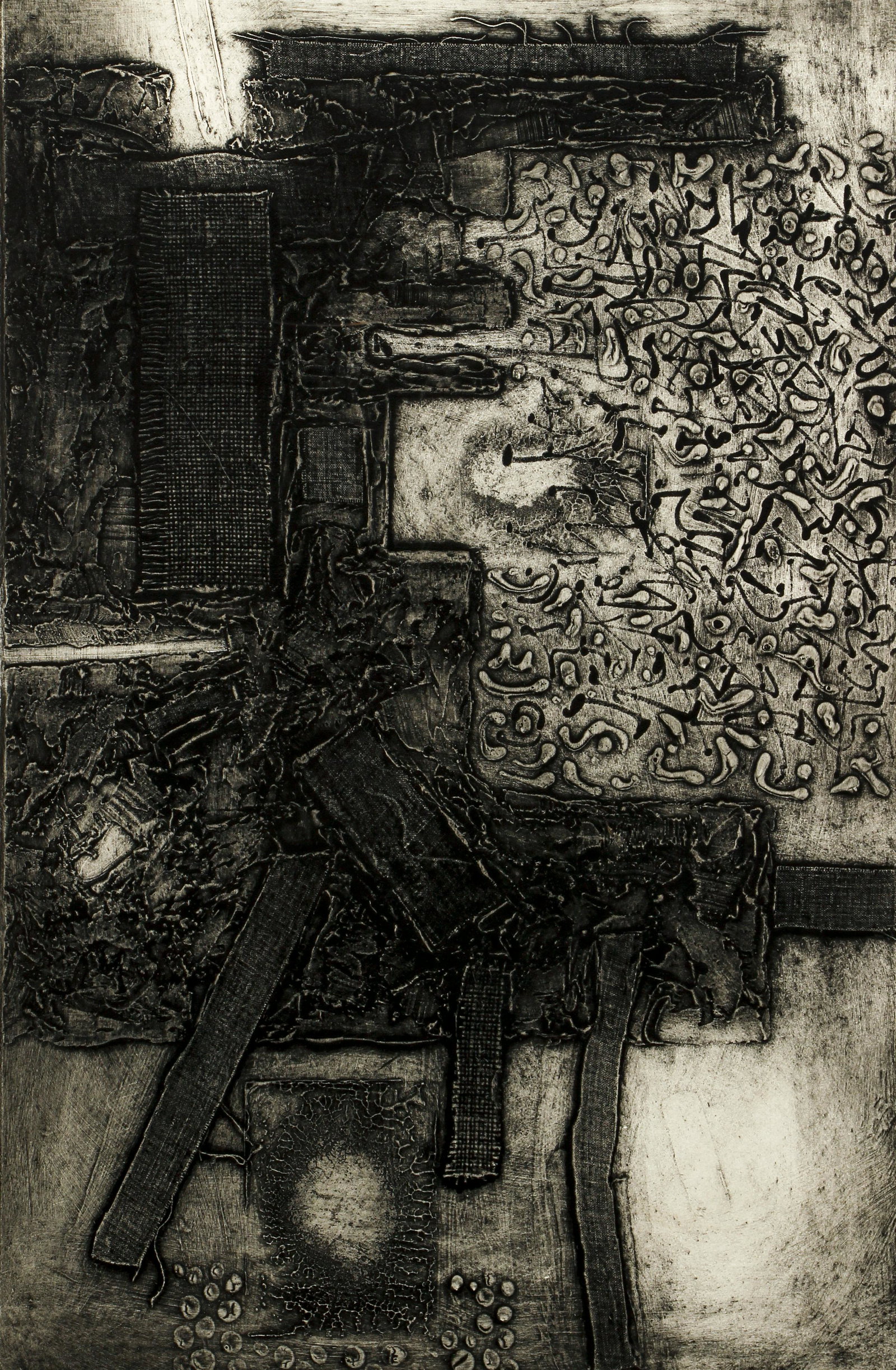George Nama The Wall 1964 Signed Etching: Nama, George (American/Western PA, b.1939), The Wall, 1964, etching on paper, signed, dated, titled and numbered 2/100 in pencil at bottom, impression 23.25 x 15 inches, matted and framed 36 x 28.5 in
