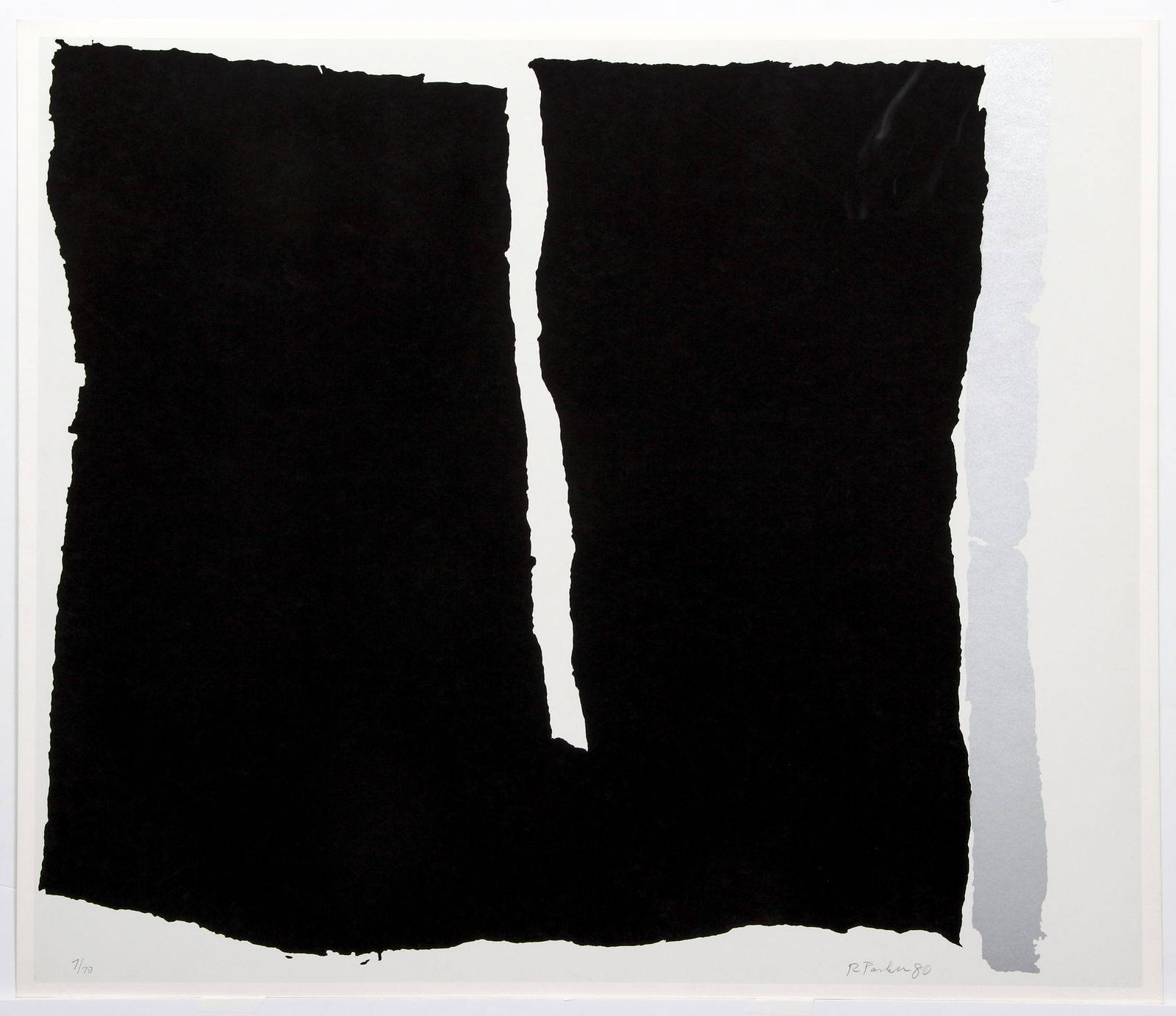 Ray Parker Philips Black 1980 Silkscreen Signed: Parker, Ray (American, 1922 - 1990), Philips Black, 1980, original silkscreen print on paper, pencil signed, dated, and numbered 7/70 on bottom, published by Grippi Gallery NYC with their blind stamp