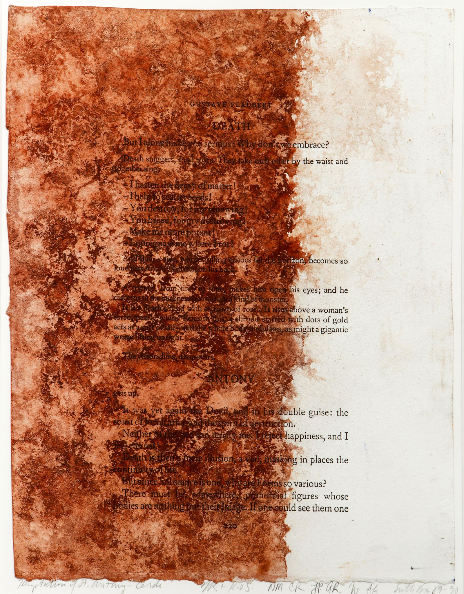 Tim Rollins and K.O.S. Temptation St Anthony Cerdo: Rollins, Tim (American, 1955-2017) and K.O.S. (Kids of Survival), The Temptation of Saint Antony - Cerdo, 1990, acrylic and pigment on rag paper, titled and initialed by Rollins and the KOS crew in pe