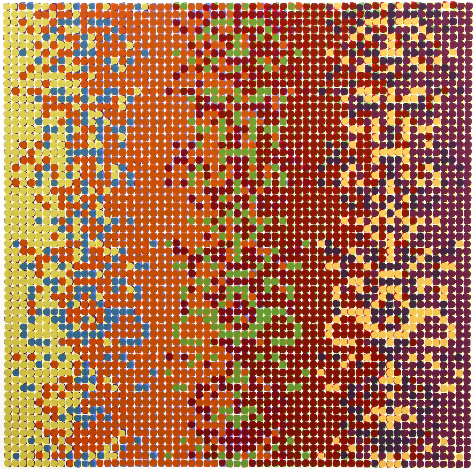David Roth Untitled Colorful Dot Serigraph Signed 1979: Roth, David (American, b. 1942), Untitled (Colorful Dots), 1979, original serigraph printed in colors, pencil signed, dated, and numbered 88/150 on bottom, impression 22.75 x 22.75 inches, 29.25 x 28.
