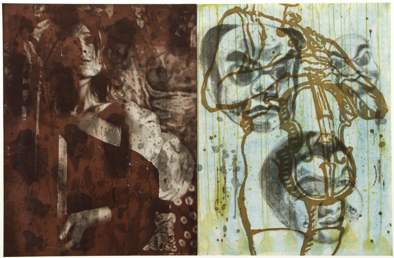 David Salle Aquatint from Canfield Hatfield Signed 1989: Salle, David (American, b.1952), Single plate from The Canfield Hatfield Suite, 1989, soft-ground aquatint with photo etching on Somerset paper, signed, dated and numbered 56/60 in pencil at bottom, i
