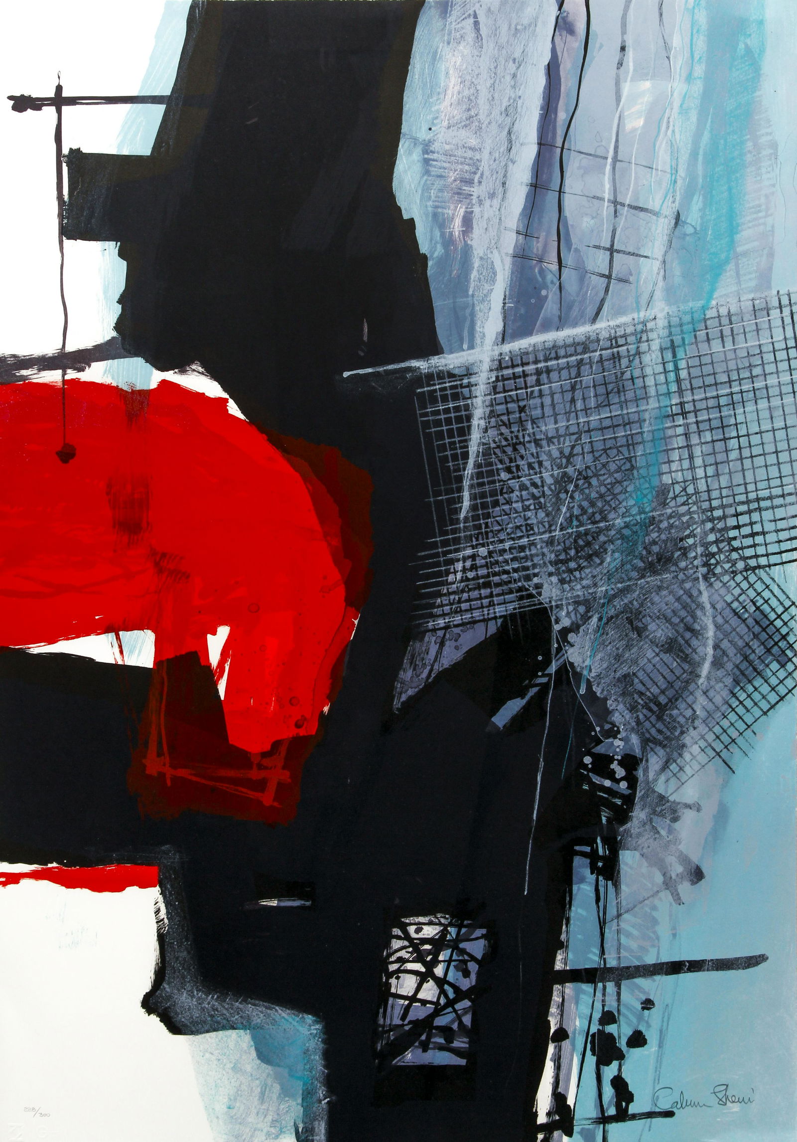 Calman Shemi lithograph Japanese Construction III: Shemi, Calman (Argentinian/Israeli, b. 1939), Japanese Construction III, lithograph printed in colors, 35 x 25 inches, pencil signed and numbered 228/300, Published by Circle Fine Art, Published by Ci