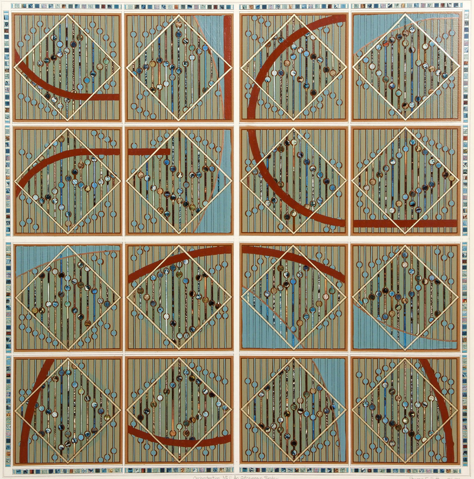 Sharon Sutton Mixed Media Screenprint Orchestration: Sutton, Sharon E. (African-American, contemporary), Orchestration No. 1: An Outrageous Study, 1986, mixed media with screenprint, collage and inlay, 1986, signed, dated, titled and numbered 25/35 in p