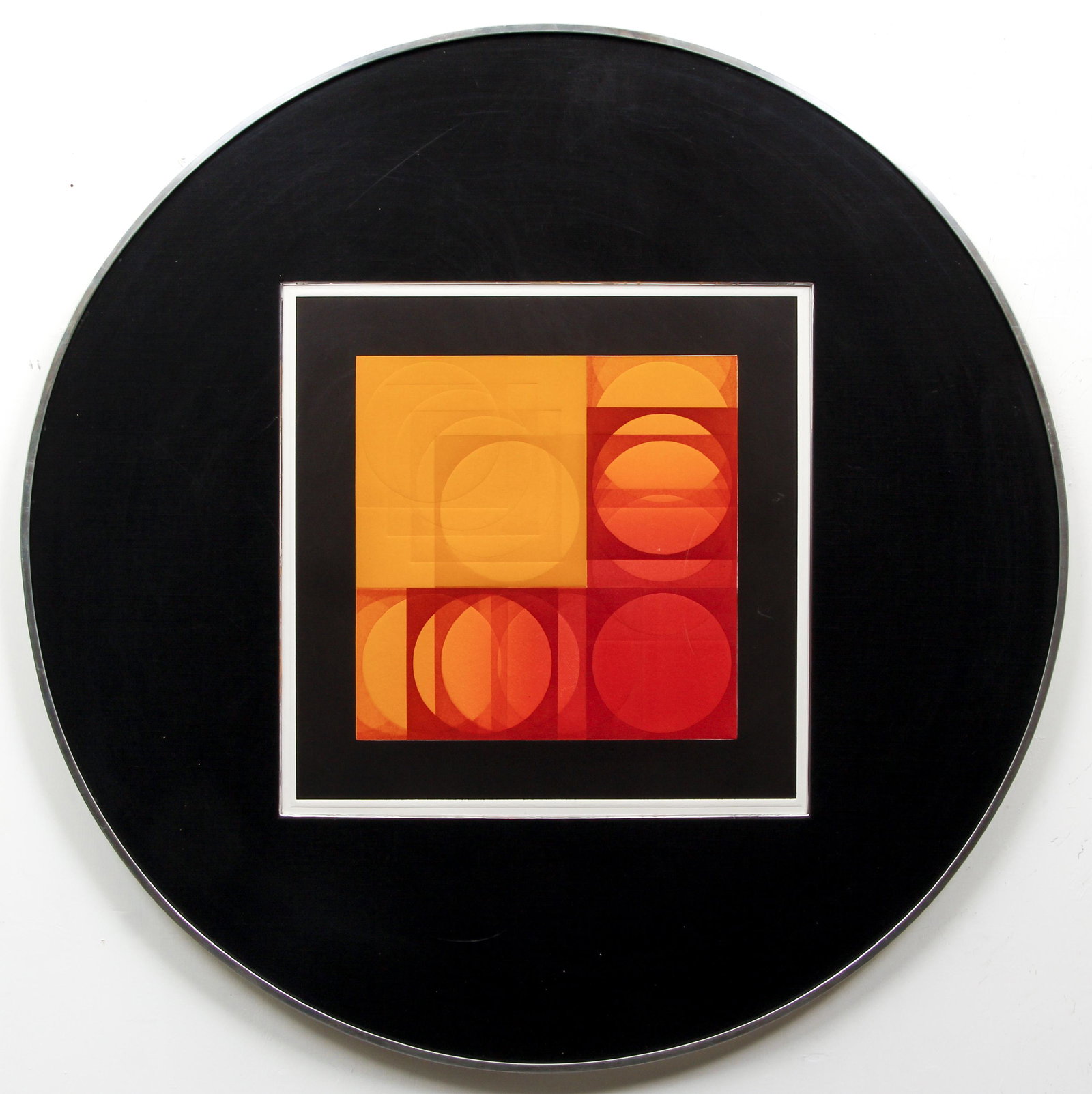 Victor Vasarely Constants of the Moon 1/75 serigraph: Vasarely, Victor (Hungarian/French, 1908-1997), Constants of the Moon, 1970s, embossed paper serigraph printed in colors, signed, titled and numbered 7/75 at bottom (the bottom margin has been folded 