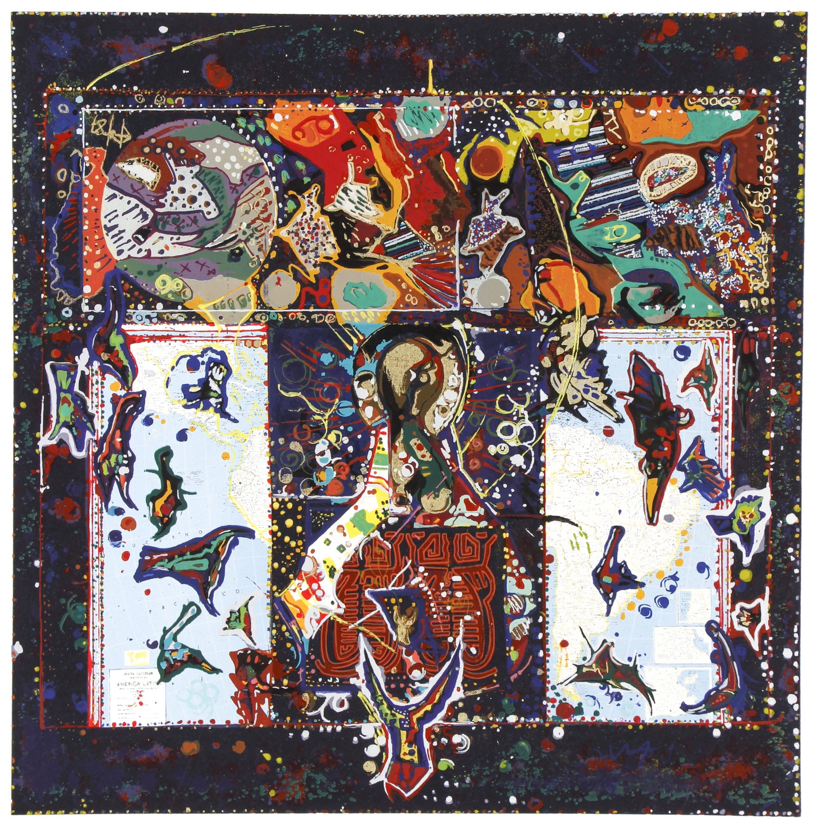 Miguel Von Dangel 1993 Untitled serigraph: Von Dangel, Miguel, (German/Venezuela, born 1946), Untitled, 1994, serigraph printed in colors, 24 x 23.5 inches, pencil signed, dated, and numbered 27/150.